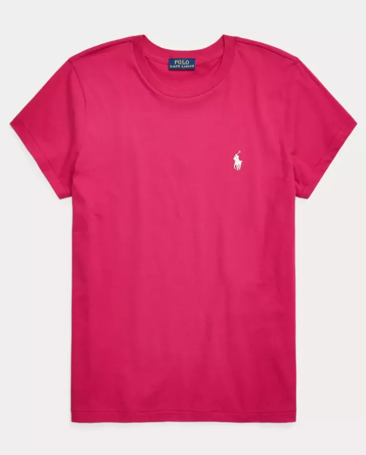 Różowy T-shirt Straight Fit z logo