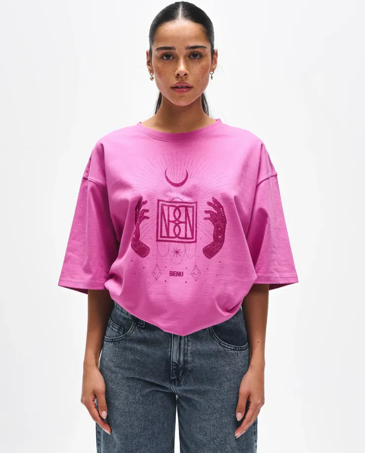 Różowy t-shirt z nadrukiem