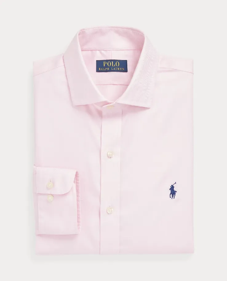 Różowym koszula z logo Slim Fit