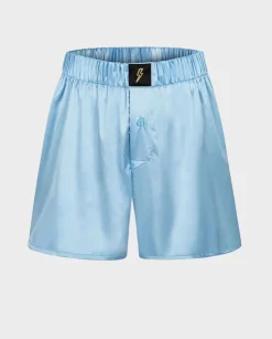 Satynowe błękitne boxer shorty