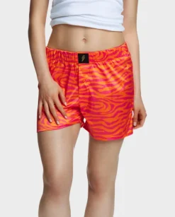 Satynowe boxer shorty z wzorem w zebrę