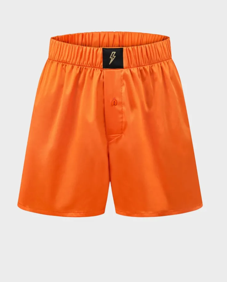 Satynowe pomarańczowe boxer shorty