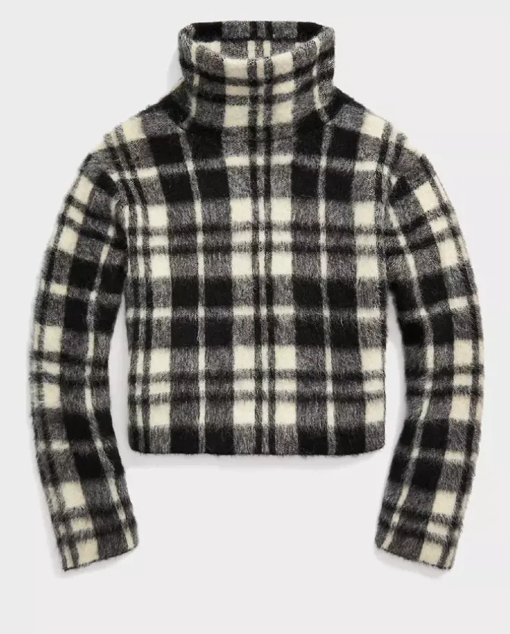 Sweter z golfem w kratkę