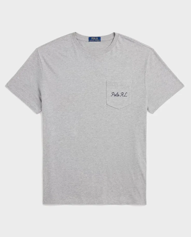 Szara koszulka z logo Custom Slim Fit