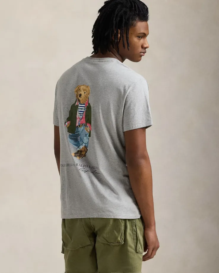 Szara koszulka z logo Custom Slim Fit