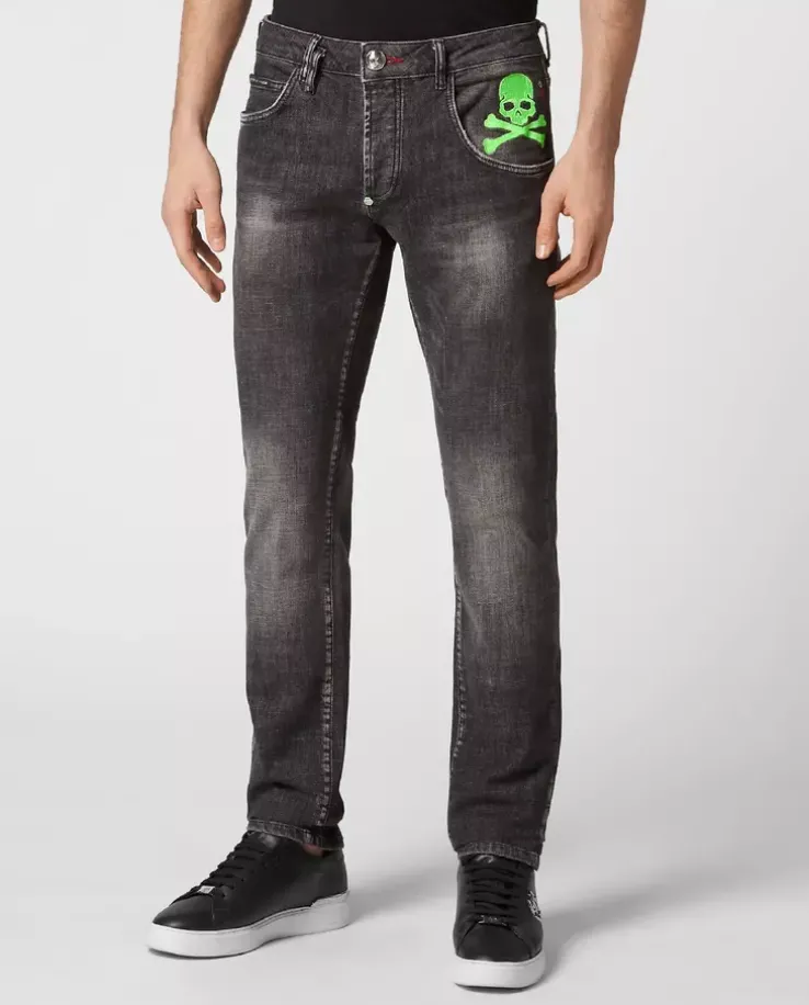 Szaro-czarne jeansy Skull&Bones Super Straight