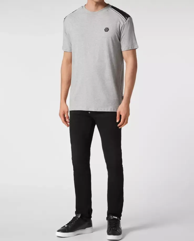 Szary bawełniany t-shirt z logo Gothic