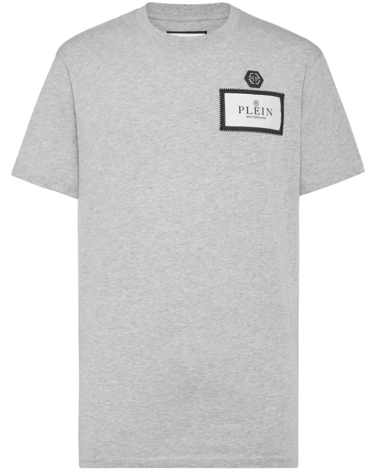Szary t-shirt z okrągłym dekoltem