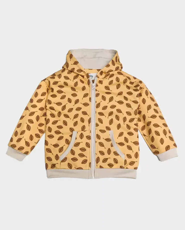 Żółta bluza z kapturem w liście