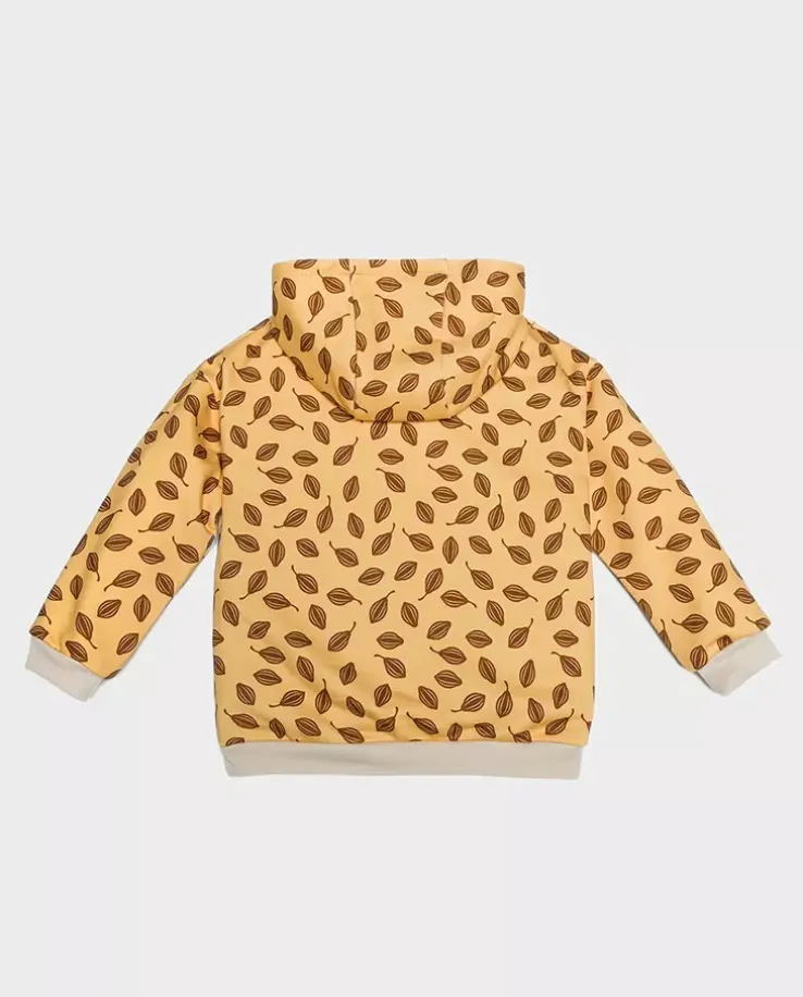 Żółta bluza z kapturem w liście