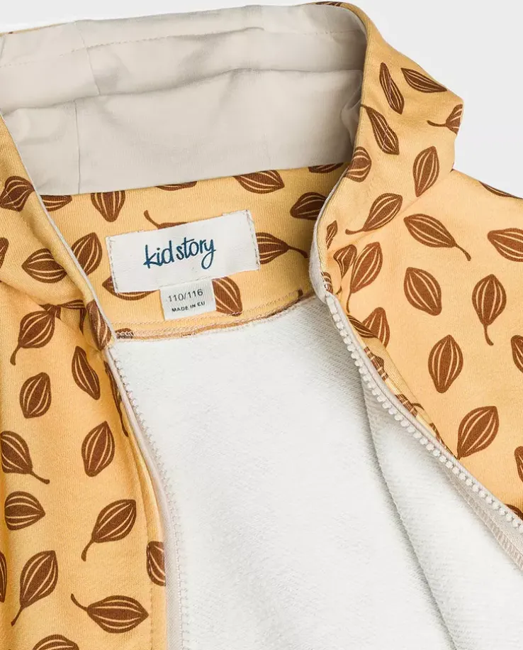 Żółta bluza z kapturem w liście