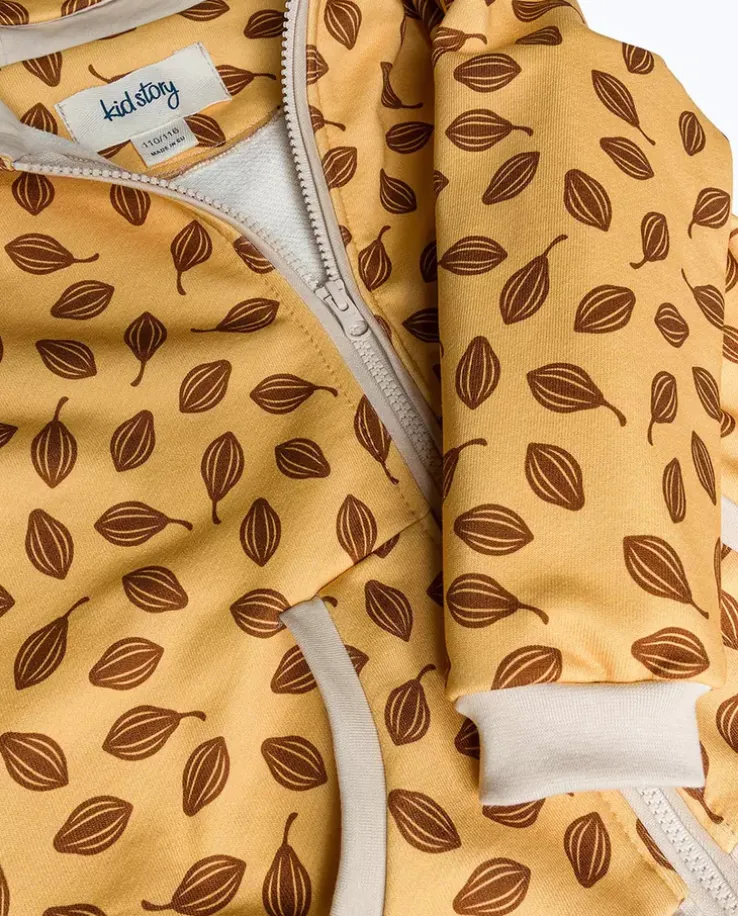 Żółta bluza z kapturem w liście