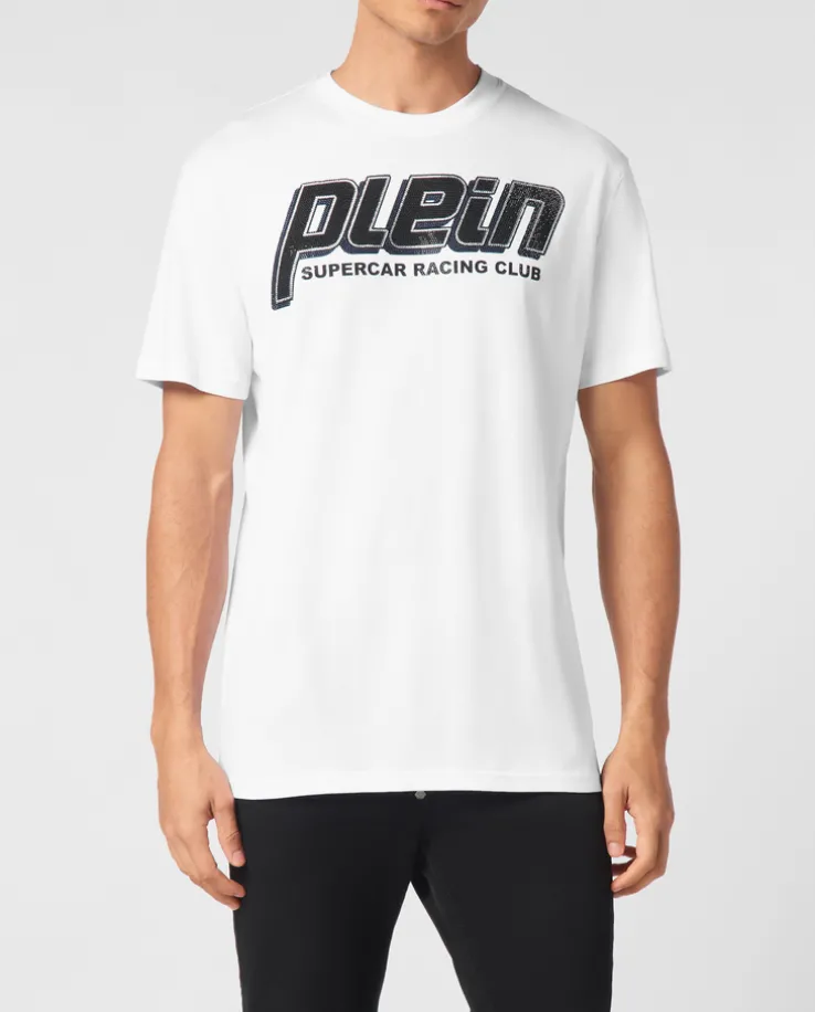 T-shirt z kontrastowym błyszczącym logo