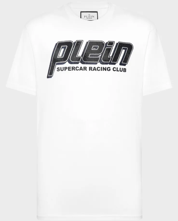 T-shirt z kontrastowym błyszczącym logo