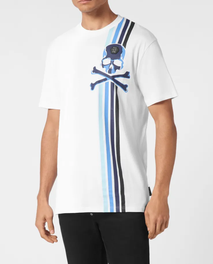 T-shirt z niebieskim motywem czaszki