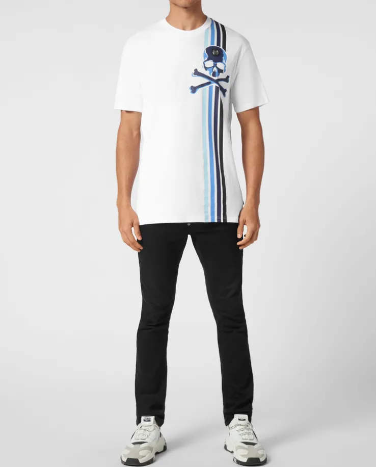 T-shirt z niebieskim motywem czaszki