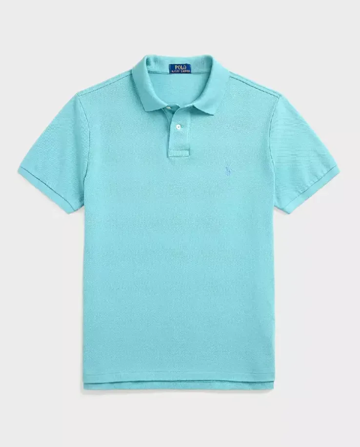 Turkusowa koszulka polo Custom Slim Fit