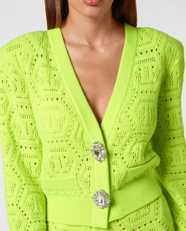 Żółty dzianinowy sweter Fluo