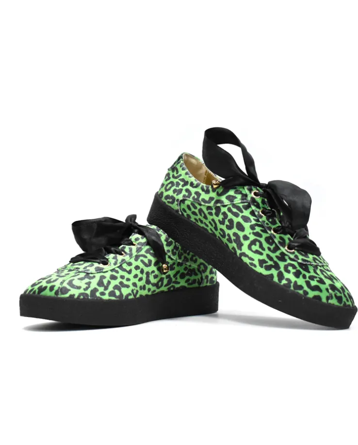 Welurowe sneakersy Green Panther