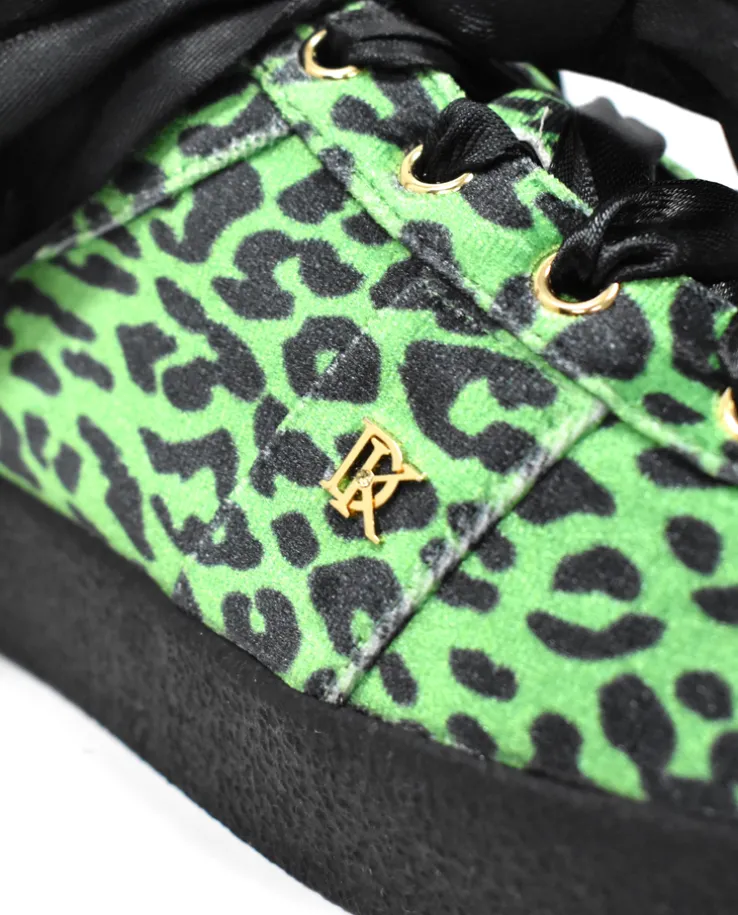 Welurowe sneakersy Green Panther