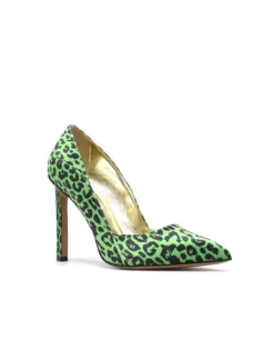 Welurowe szpilki Green Panther