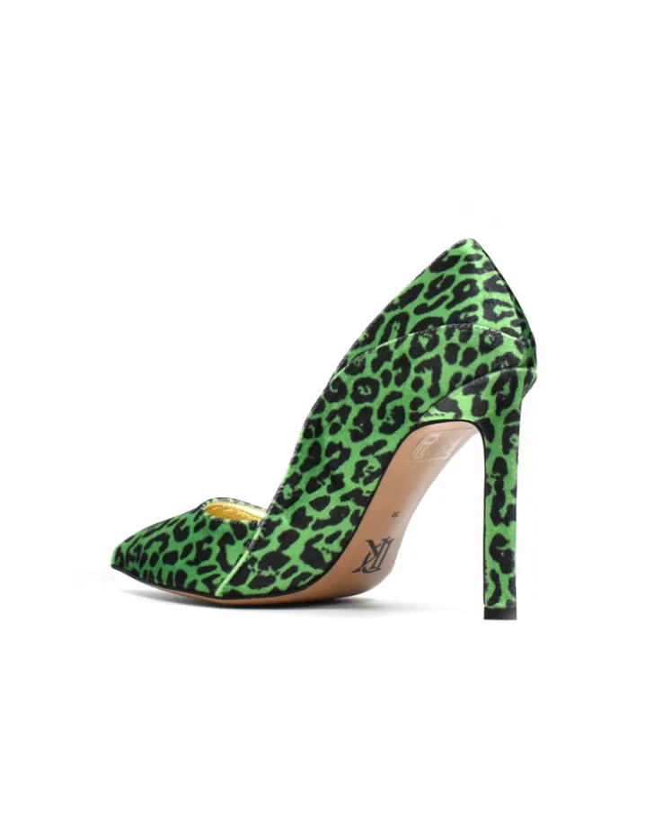Welurowe szpilki Green Panther