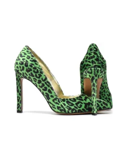 Welurowe szpilki Green Panther