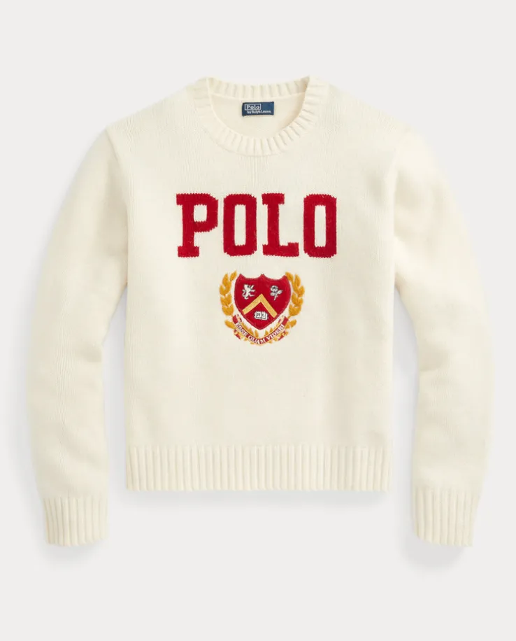 Wełniany sweter z herbem i logo