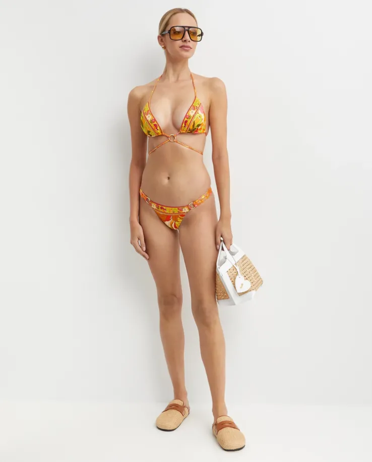 Wiązany top od bikini w kwiatowy wzór