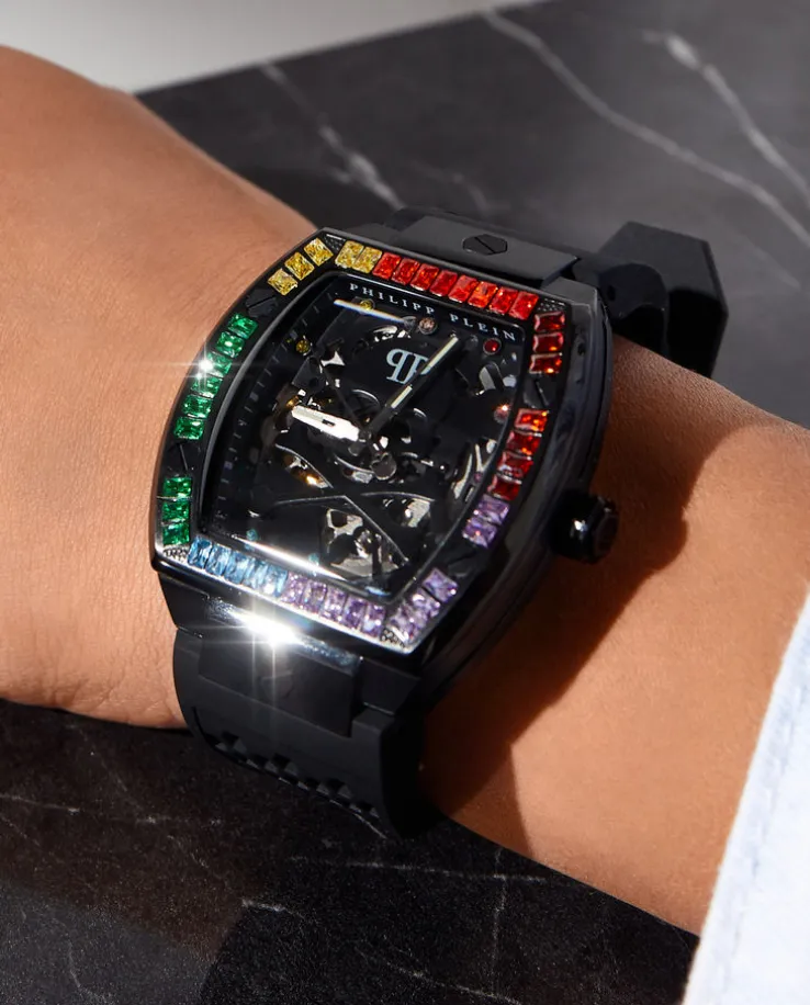 Zegarek wysadzany kolorowymi kryształami Skeleton Timepiece