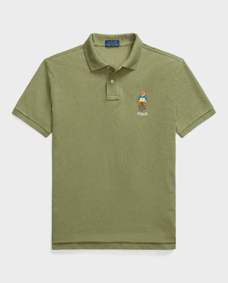 Zielona koszulka polo Custom Slim