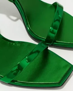 Zielone sandałki na szpilce