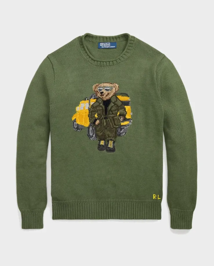Zielony sweter z misiem